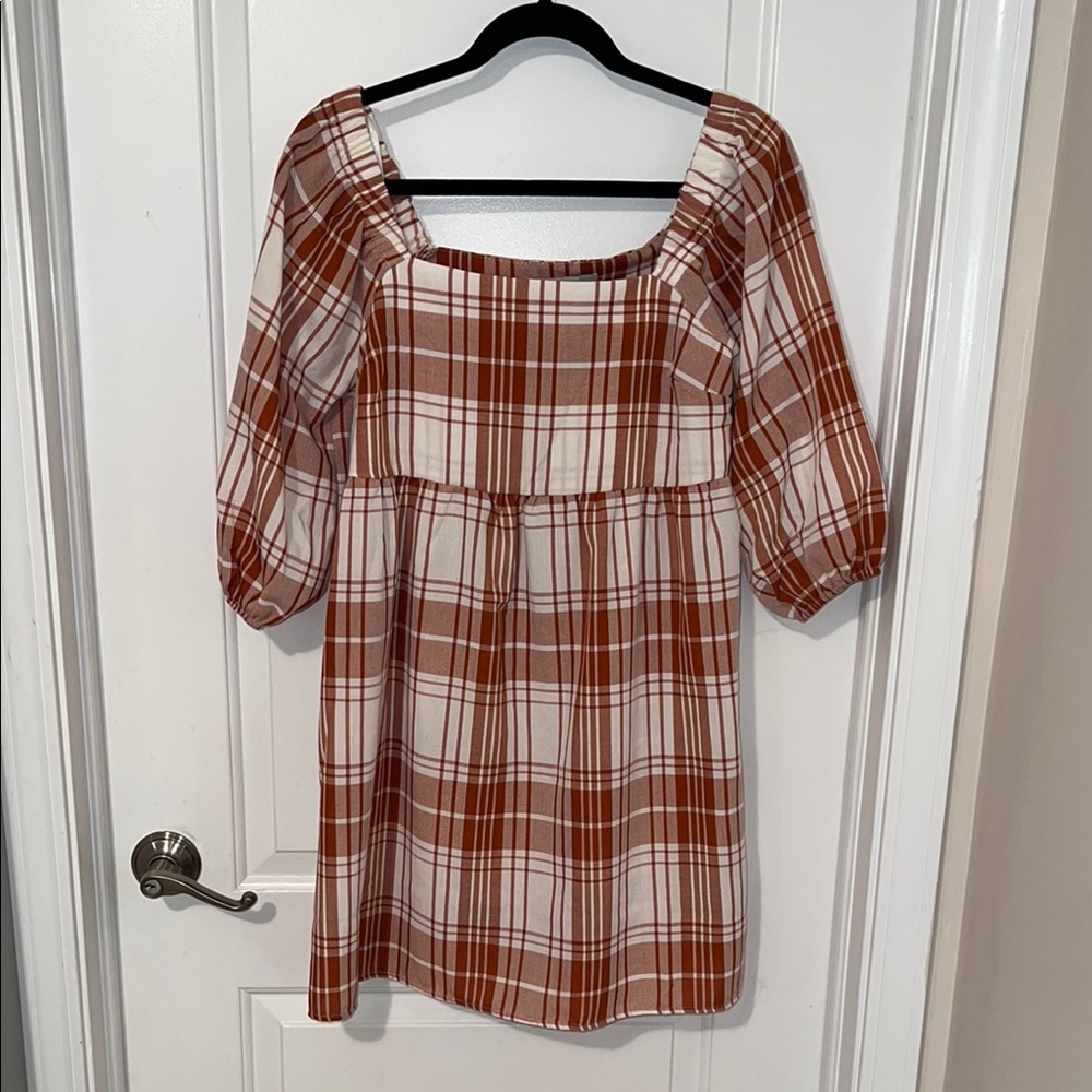 Monteau Plaid Mini Dress in Red and White